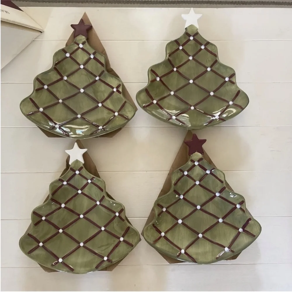Pottery Barn Christmas tree plates (set of 4)